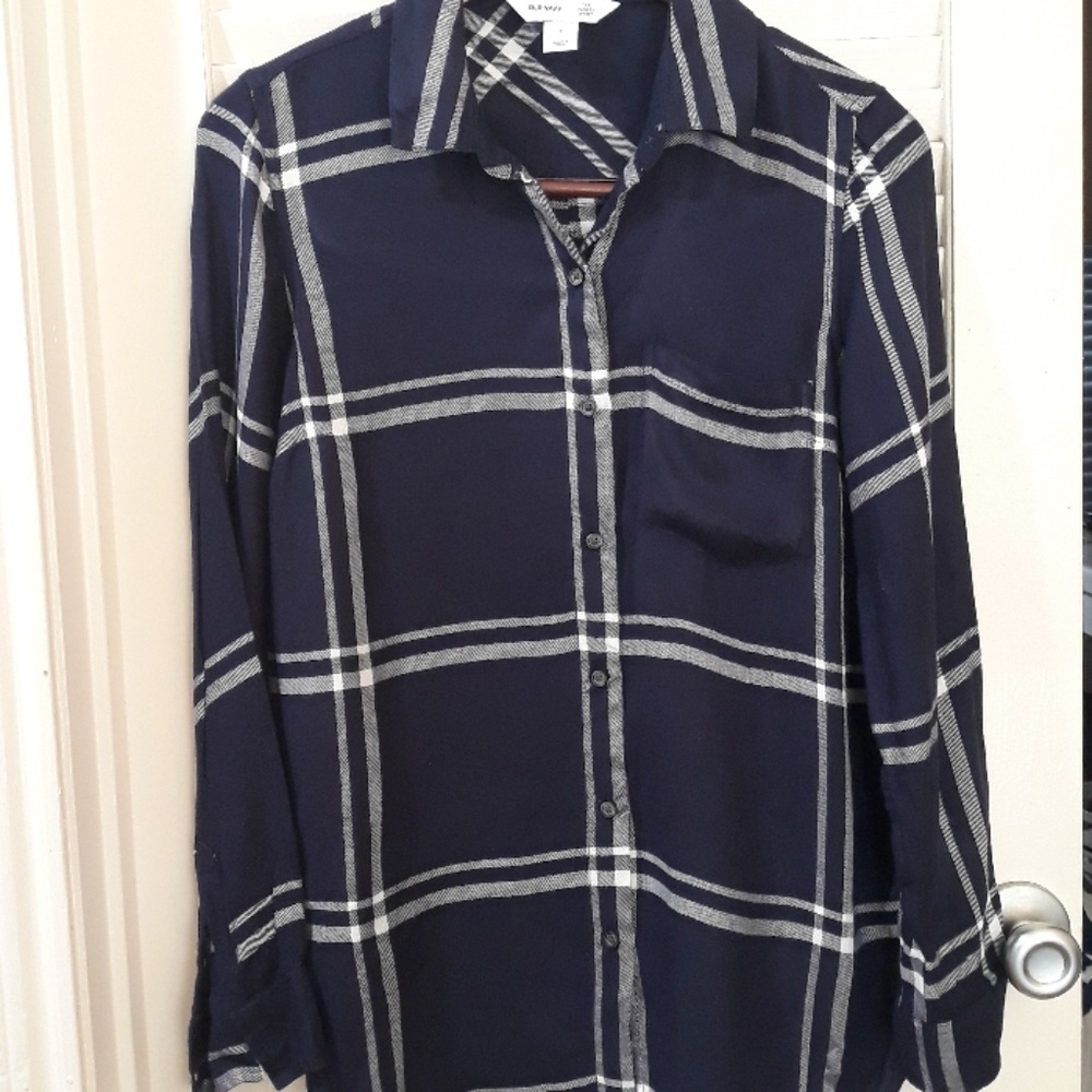 Old Navy Navy Plaid Shirt